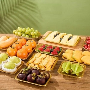 Bandejas de plástico desechables doradas para carne y pollo de 160*160*20mm, alimentos para mascotas, frutas, verduras, contenedores de embalaje, supermercado - Product Image 6