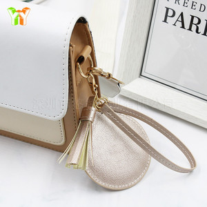 Tassel keychain makeup <b>mirror</b> case, portable makeup touch-up lipstick leather <b>mirror</b>, <b>small</b> <b>round</b> <b>mirror</b> gift. - Product Image 4