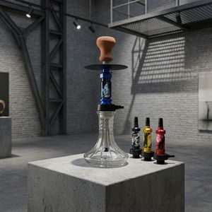 Moderna Base de Shisha de Aleación de Aluminio con Vástago de Vidrio Esmerilado y Manguera para Uso en Bares y Salones - Product Image 4