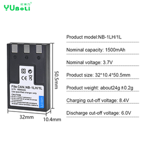 แบตเตอรี่กล้องคุณภาพสูง1500มิลลิแอมป์ชั่วโมง NB-1L NB1LH <span class=keywords><strong>NB1L</strong></span> NB-1LH สำหรับ Canon PowerShot S10 SD100แบตเตอรี่ดิจิตอล A400 - Product Image 6