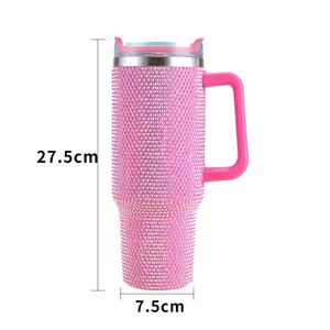 Gobelet isotherme de voyage 40 oz en acier inoxydable 304, double paroi épaissie, motif diamant, haute valeur, pour voiture - Product Image 5