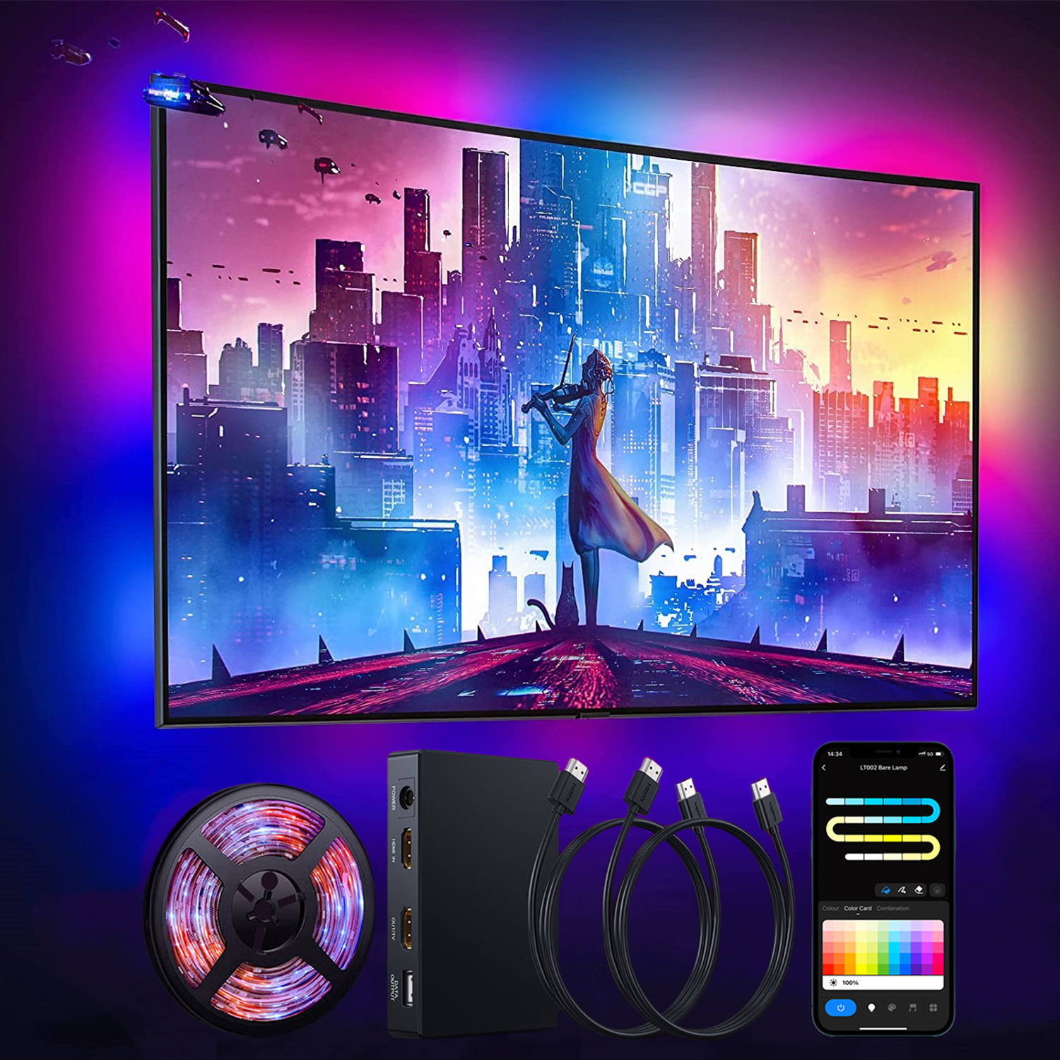 Smart Sync LED Light kit HDMI 2.0 retroilluminazione TV ambientale supporto Samsung Tv Screen Gaming Lighting