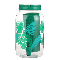 Seau à eau froide Grand couvercle 3.8L Quatre petites tasses Robinet Bar de fête Infuseur de fruits Conteneur Pichet à jus Seau à boissons d'extérieur