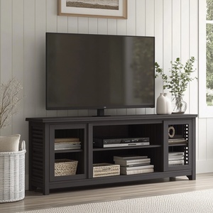 Meuble TV au design moderne et élégant, mince et spacieux, avec 2 portes et une niche ouverte - Product Image 3