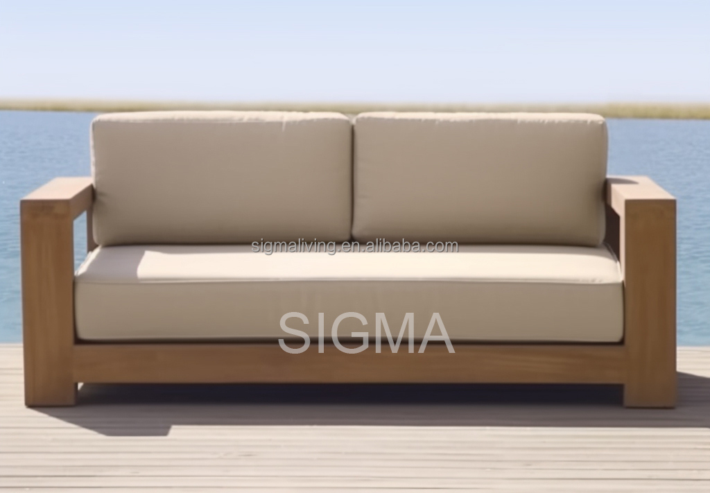 Customize Hotel Luxury Outdoor Patio All Weather Garden Sofa Set Solid Wooden Furniture Teak Sofa