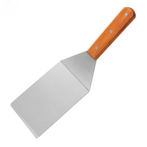 Espátula para teppanyaki de acero inoxidable, espátula para pan plano con mango de madera, espátula para pizza, espátula para bistec, espátula para panqueques - Product Image 1