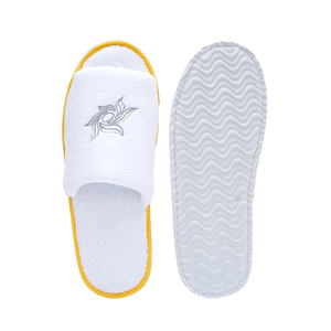 Milieuvriendelijke Premium Hoge Kwaliteit Hoge End Open Teen Koraal Fleece Zachte Hotel Slippers Met Borduurlogo - Product Image 6