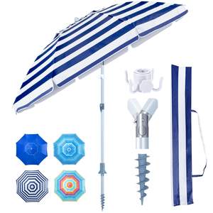 Настраиваемый производитель, оптовая продажа, 210 см, компактный УФ 50 + защита, ветрозащитный зонтик от солнца, пляжный зонт с сумкой для переноски - Product Image 4