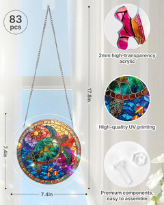 Attrape-soleil en verre acrylique arc-en-ciel en forme de tortue marine pour la maison, le jardin, l'extérieur, décoration de fenêtre faite à la main - Product Image 3