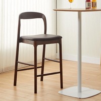 Tabouret de bar en bois de frêne massif nordique avec dossier, chaise de comptoir moderne et simple pour la maison et le bar