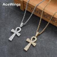 CN335 Pendentifs croix en laiton sertis de zircons, Collier Hip Hop CZ Iced Out, Bijoux Bling Bling