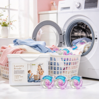 Capsules et billes de lessive jetables multicolores 4-en-1 à forte puissance nettoyante pour le lavage à la main des vêtements