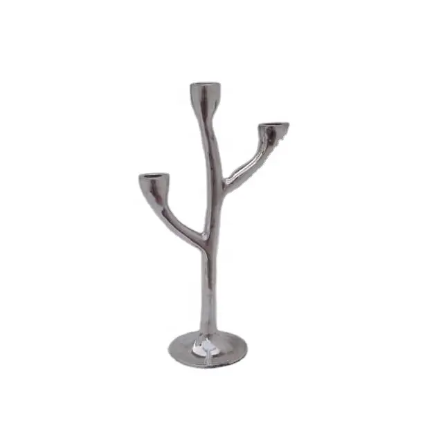 Portacandele in alluminio pressofuso stile ramo di un albero in lucidatura a specchio decorazione per la casa artigianato in metallo portacandele