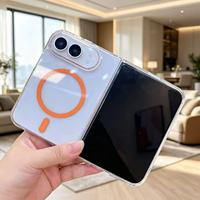 Coque de téléphone portable transparente, magnétique, pliable, anti-jaunissement, antichoc pour iPhone Duo 18 Fold
