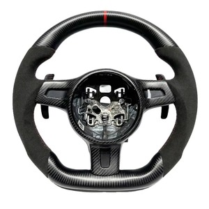 Volante Deportivo de 375 mm con 3 Radios, en Fibra de Carbono Mate y Alcántara, para Porsche Panamera, Cayenne, Macan, 718, 911, 918, 997, 991, Boxster, Cayman - Product Image 1