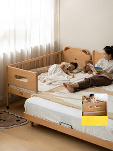 سرير أطفال مونتيسوري من الخشب الصلب ، ارتفاع قابل للتعديل بجانب السرير مع عرض موسع لحضانة الأطفال حديثي الولادة - Product Image 2