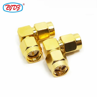 Konektor Adaptor Coax RF Sudut Kanan 90 Derajat Berlapis Emas SMA Male ke SMA Male, Stok Tersedia, Disediakan oleh Produsen