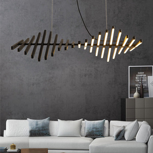 Modern Minimalist Nordic Herringbone Design Pendant <b>Light</b> Linear Office Strip <b>Light</b> Fixture for Living Room or <b>Dining</b> Room - Product Image 1