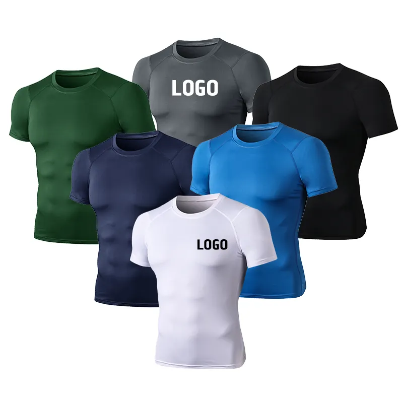 Quick Dry Men gym tshirts Custom Design Sports T-Shirt Training Wear Stretch Short Sleeve Tights Shirts tshirts