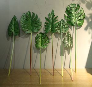 Holesale monstera-plantas artificiales de plástico, hojas de palmera tropical, hojas de plátano para decoración del jardín del hogar - Product Image 6