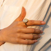 J & D Blingbling 3A Zircon Chunky Open Ring Bagues en acier inoxydable plaqué or 18K pour femme