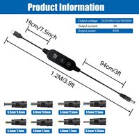 Câble d'alimentation USB Type C 65W 100W avec 8 têtes de conversion DC, écran LED, charge rapide pour chargeurs PD, banques d'alimentation, ordinateurs portables