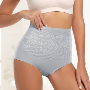 Paquete de 4 bragas de cintura alta para mujer, talla grande, con entrepierna de algodón, tejidas, moldeadoras - Product Image 3