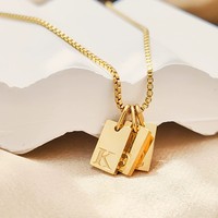 Collier Initiales en Acier Inoxydable Plaqué Or 14k pour Femme-Pendentif Monogramme Délicat, Cadeau Bijoux de Nom pour la Saint Valentin
