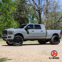 Rines SJ Personalizados Dually de 22, 24, 26 y 28 Pulgadas, Forjados en Negro Cromado Pulido, Color Negro, para Todoterreno, para Ford F350 y Ram 3500