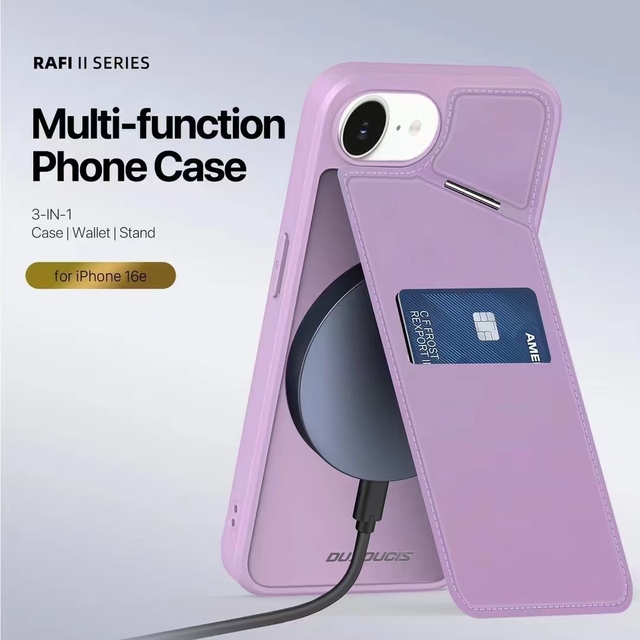 Compatible with iPhone 16 Pro Phone Case Magnetic Card Holder Stand for Apple 15 14 & 13 TPU Protector Material