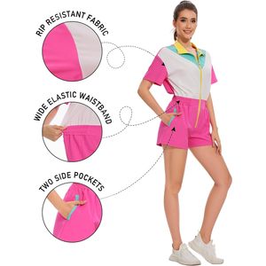 Mono Retro de los Años 80 para Mujer, Marca FOXA, con Cierre, para Fiestas, Ejercicio, Transpirable, de Poliéster, Manga Corta - Product Image 6
