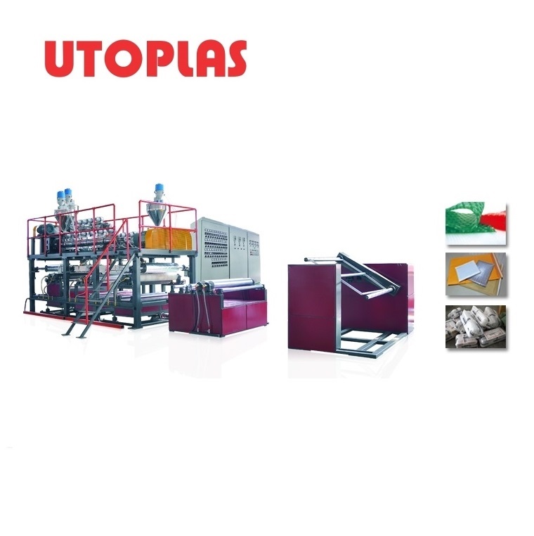 Перерабатываемый пластиковый материал, одновинтовая машина для производства воздушных пузырей