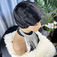 20% de réduction sur les perruques courtes, perruques en cheveux humains pour femmes, perruque en cheveux humains coupe pixie, perruque en cheveux humains à ondulations fines, couleur naturelle, perruque en cheveux humains fabriquée à la machine