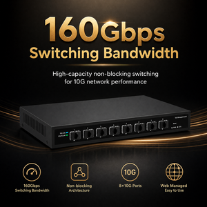 Commutateur <span class=keywords><strong>Web</strong></span> géré 10G monté en rack, 8 ports SFP Plus, commutateur optique intelligent pour la mise en place de réseaux <span class=keywords><strong>LAN</strong></span> d'entreprise - Product Image 1