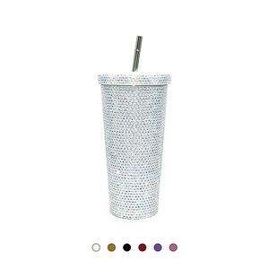 Stainless Steel Vacuum Glitter Water <b>Bottle</b> Studded Bling Diamond Straw Tumbler Rhinestone Tumbler With Lid - Product Image 1