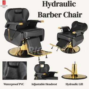 Vente directe d'usine, fauteuil de barbier doré, fauteuil de salon pour barbier, fauteuil de coiffure hydraulique avec pompe robuste - Product Image 2