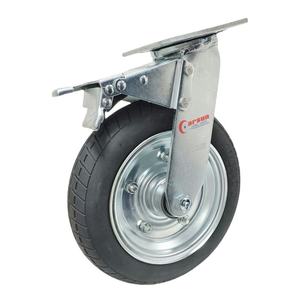 Roulettes pivotantes robustes Carsun de 10 pouces en acier avec freins, roues en caoutchouc gonflables, double roulement à billes - Product Image 1