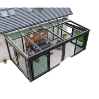 Véranda de luxe extérieure en verre avec fenêtres, serre de jardin à cadre en aluminium, serre de culture intérieure, véranda préfabriquée en aluminium