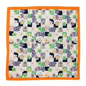Foulard Quadrato Piccolo a Quadretti Floreali 70x70cm - Product Image 1