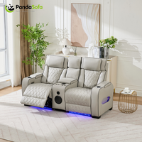 Canapé de cinéma électrique inclinable avec massage, deux places, en cuir véritable, design moderne, chargeur sans fil, pour utilisation dans les centres commerciaux et les hôtels
