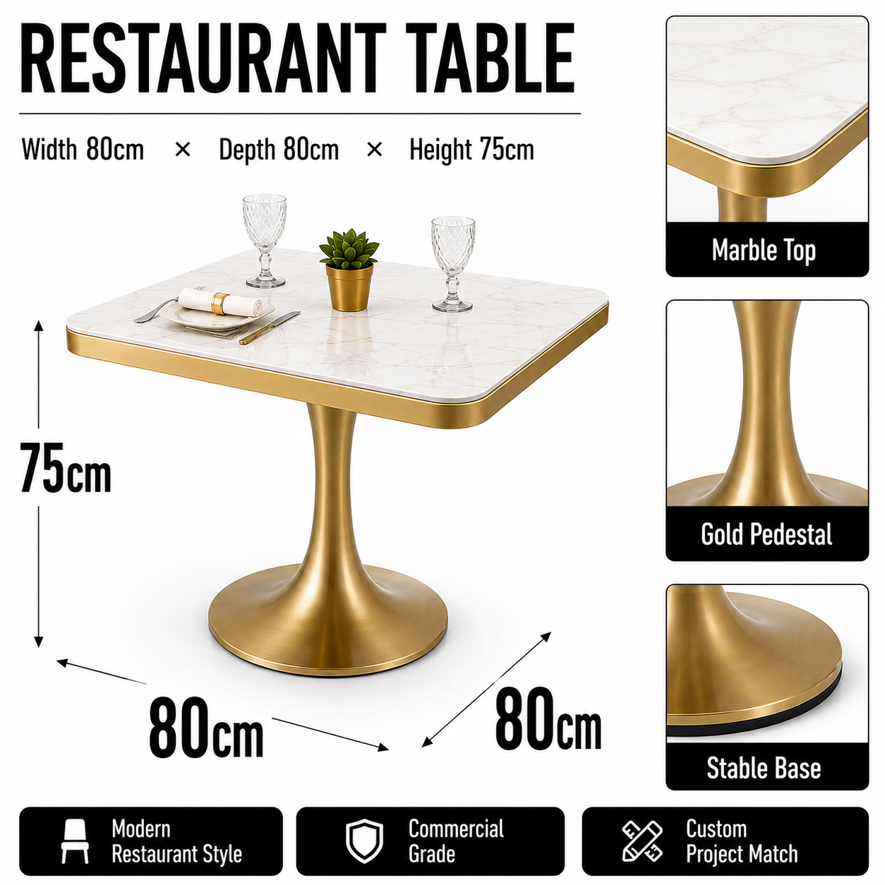 Table de restaurant en marbre