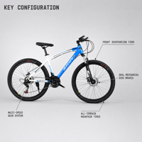Vélo de montagne de course 21 vitesses avec freins à disque, cadre en acier à haute teneur en carbone, double suspension, pour adulte, étanche, pour le cyclisme tout-terrain en extérieur