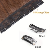 Perruque synthétique à 5 clips, cheveux longs bouclés, aspect naturel, fabriquée à la machine