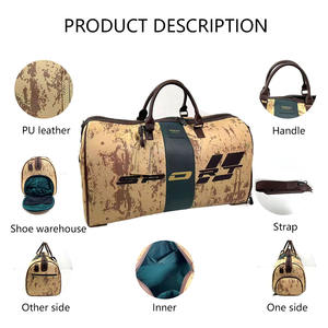 3376 J Vintage Style Sport <span class=keywords><strong>voyage</strong></span> Duffle multi-fonctionnel fermeture éclair chariot moderne polyvalent décontracté texturé <span class=keywords><strong>sac</strong></span> en cuir pour les femmes - Product Image 2