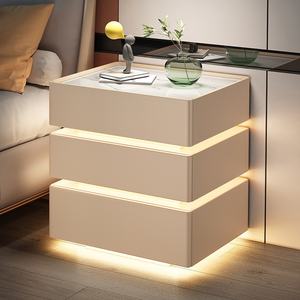 <span class=keywords><strong>Table</strong></span> <span class=keywords><strong>de</strong></span> chevet intelligente <span class=keywords><strong>de</strong></span> luxe en bois avec plateau en <span class=keywords><strong>plexiglas</strong></span>, style crème, simple et moderne, chargement sans fil, verrouillage par mot <span class=keywords><strong>de</strong></span> passe, haut-parleur Bluetooth - Product Image 5