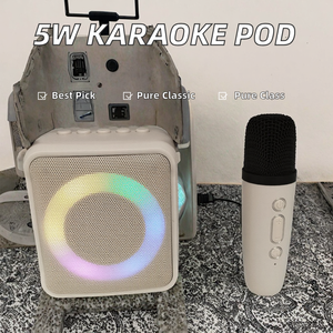 पोर्टेबल 5w यूएसबी कराओके स्पीकर rgb एकीकृत माइक्रोफोन छोटे बास वायरलेस डीसी बैटरी होम थिएटर पार्टी वाई-फाई 2 माइक - Product Image 2