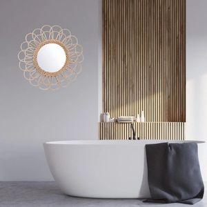 الروطان مرآة مبتكرة المنزل الفن مرآة مستديرة غرف معيشة جدار مرآة معلقة الحمام الديكور - Product Image 3