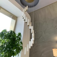Lámpara Colgante Moderna Minimalista de Alabastro con LED en Espiral para Edificios Dúplex, Lámpara de Techo de Diseño para Escaleras de Hotel