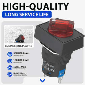 16mm 塑料 5A 旋转开关 带灯高光控制设备 1NO1NC 常开常闭选择开关 3 位 ON OFF - Product Image 2