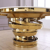Table ronde en acier inoxydable de style moderne et luxueux